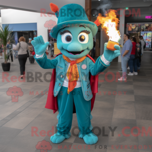 Teal Fire Eater mascot...