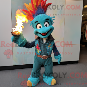 Teal Fire Eater mascot...