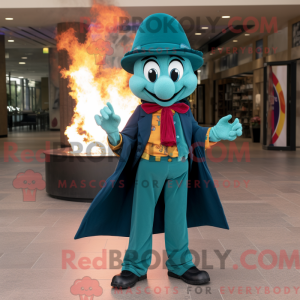 Teal Fire Eater Maskottchen...