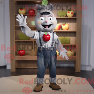 Silver Apple mascot costume...