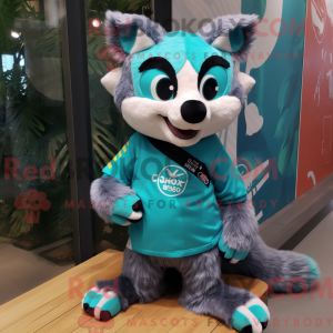 Cyan Civet maskot kostume...