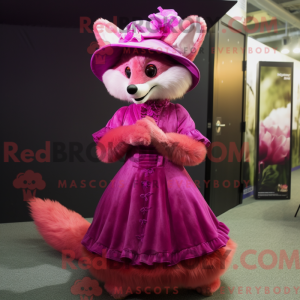 Magenta Fox mascot costume...