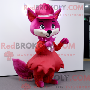 Magenta Fox mascot costume...