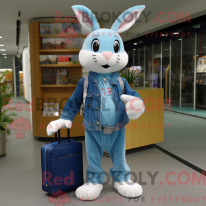 Sky Blue Rabbit maskot...