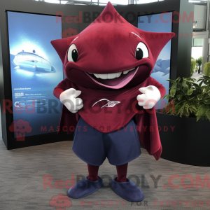 Maroon Manta Ray mascot...