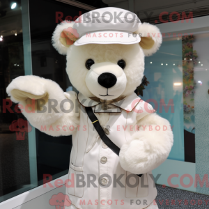 Hvid bamse maskot kostume...