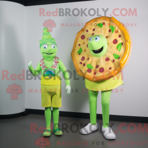 Lime Green Pizza maskot...