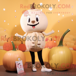 Beige græskar maskot...