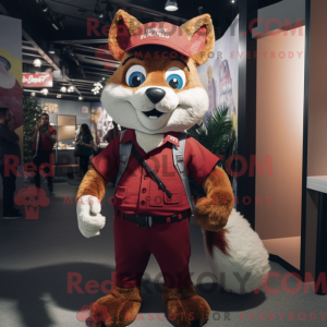 Maroon Fox maskot kostume...