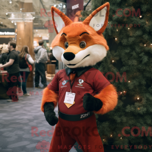 Maroon Fox mascottekostuum...