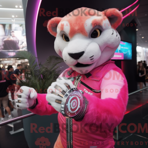 Pink Sabeltand Tiger maskot...