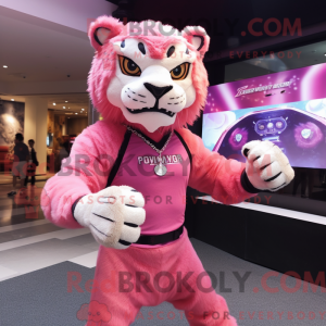 Pink Sabeltand Tiger maskot...