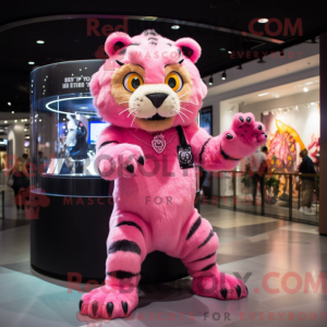 Pink Sabeltand Tiger maskot...