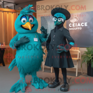 Teal Crow mascot costume...