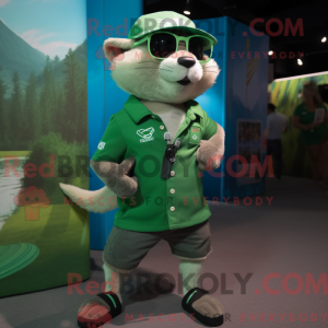 Grøn Ferret maskot kostume...
