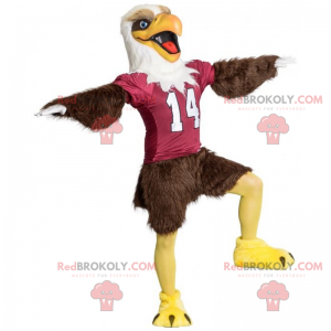 Mascota águila marrón con camiseta de fútbol Tamaño L (175-180 CM)