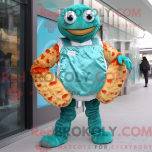 Teal Crab Cakes Maskottchen...