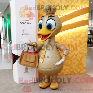 Gold Peacock mascot costume...
