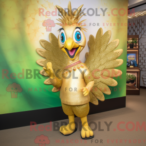 Gold Peacock mascot costume...