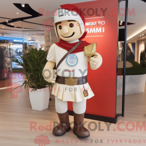 Cream Roman Soldier mascot...