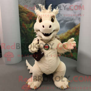 Beige draak mascottekostuum...