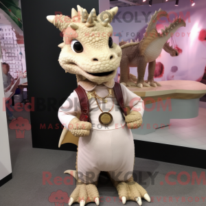 Beige Dragon mascot costume...
