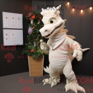 Beige Dragon mascot costume...