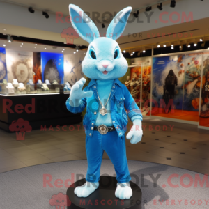 Sky Blue Wild Rabbit maskot...
