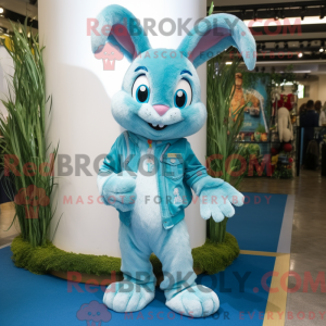 Sky Blue Wild Rabbit mascot...