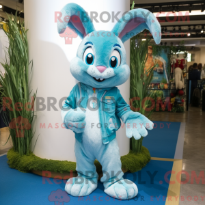 Sky Blue Wild Rabbit maskot...