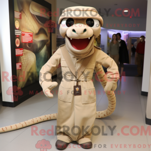Tan Snake maskot kostume...