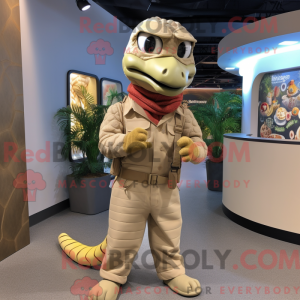 Tan Snake maskot kostume...
