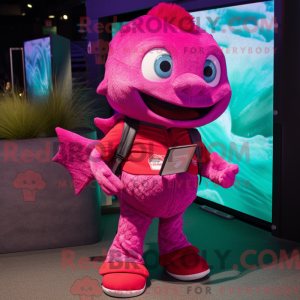 Magenta Cod mascot costume...