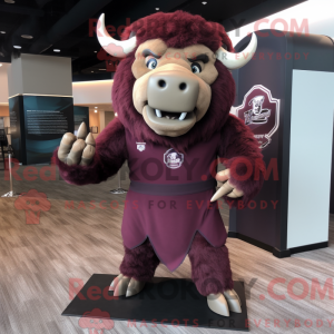 Maroon Bison maskot kostume...