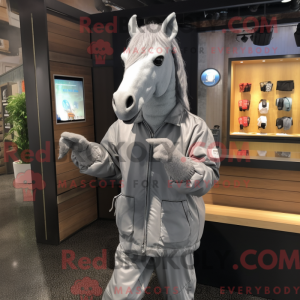 Gray Horse mascot costume...