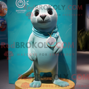 Teal Seal maskotdraktfigur...