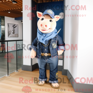 Navy Pig maskot kostume...