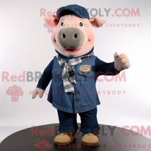 Navy Pig-maskotdraktfigur...