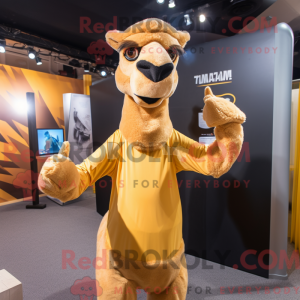 Yellow Camel mascot costume...