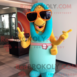 Cyan Hot Dogs mascot...