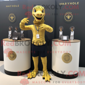Guld Hydra maskot kostume...