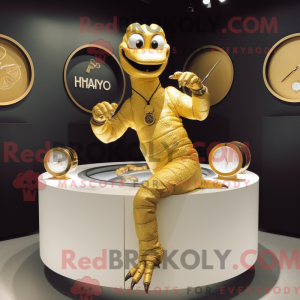 Guld Hydra maskot kostume...
