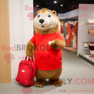 Red Marmot mascot costume...