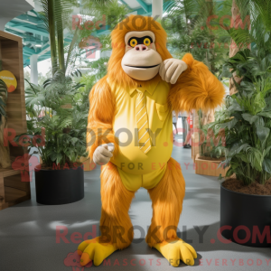 Gul orangutang maskot drakt...