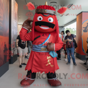 Red Samurai mascot costume...