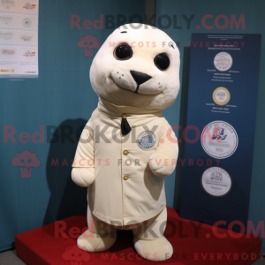 Cream Seal mascot costume...