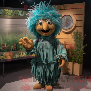 Teal Scarecrow mascot...