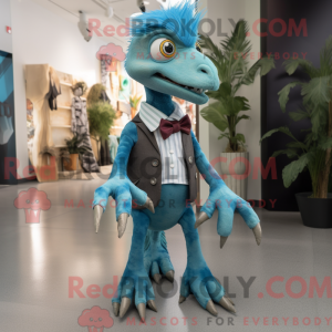 Cyan Utahraptor maskot...