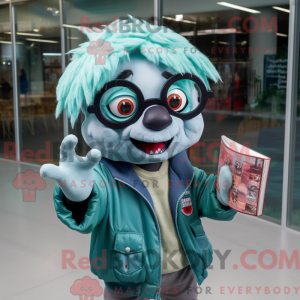 Teal Zombie-mascottekostuum...