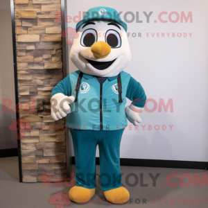 Teal Fire Fighter mascot...
